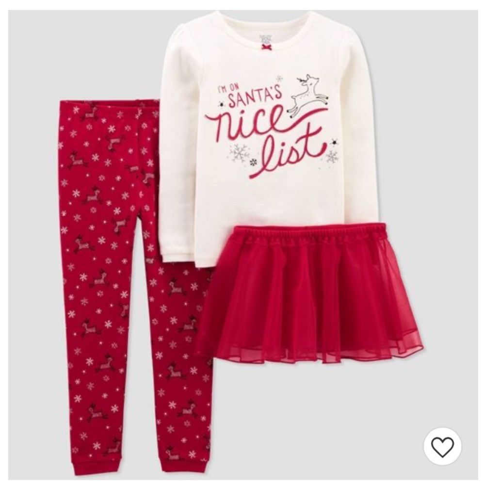 NWT Carter’s 3pc Santa's Nice List Pajama Set